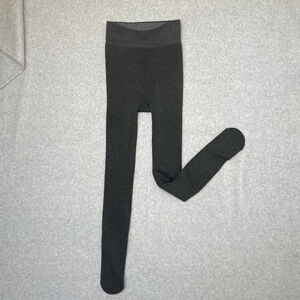 Black Thermal Fleece Lined Footed Tights Large Made in Canada